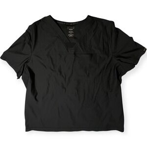 Form By Cherokee Moisure wick Scrub‎ Top Black V Neck 360 Stretch 3XL Spandex